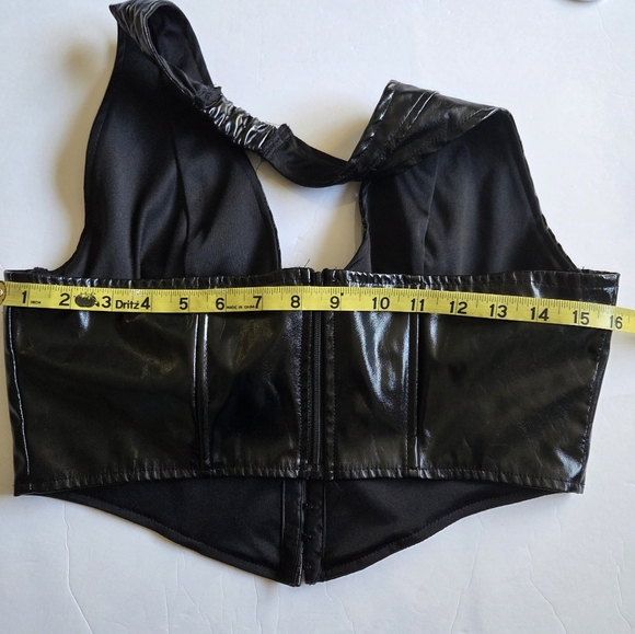 Windsor Black Faux Leather Halter Corset Top - Picture 3 of 7